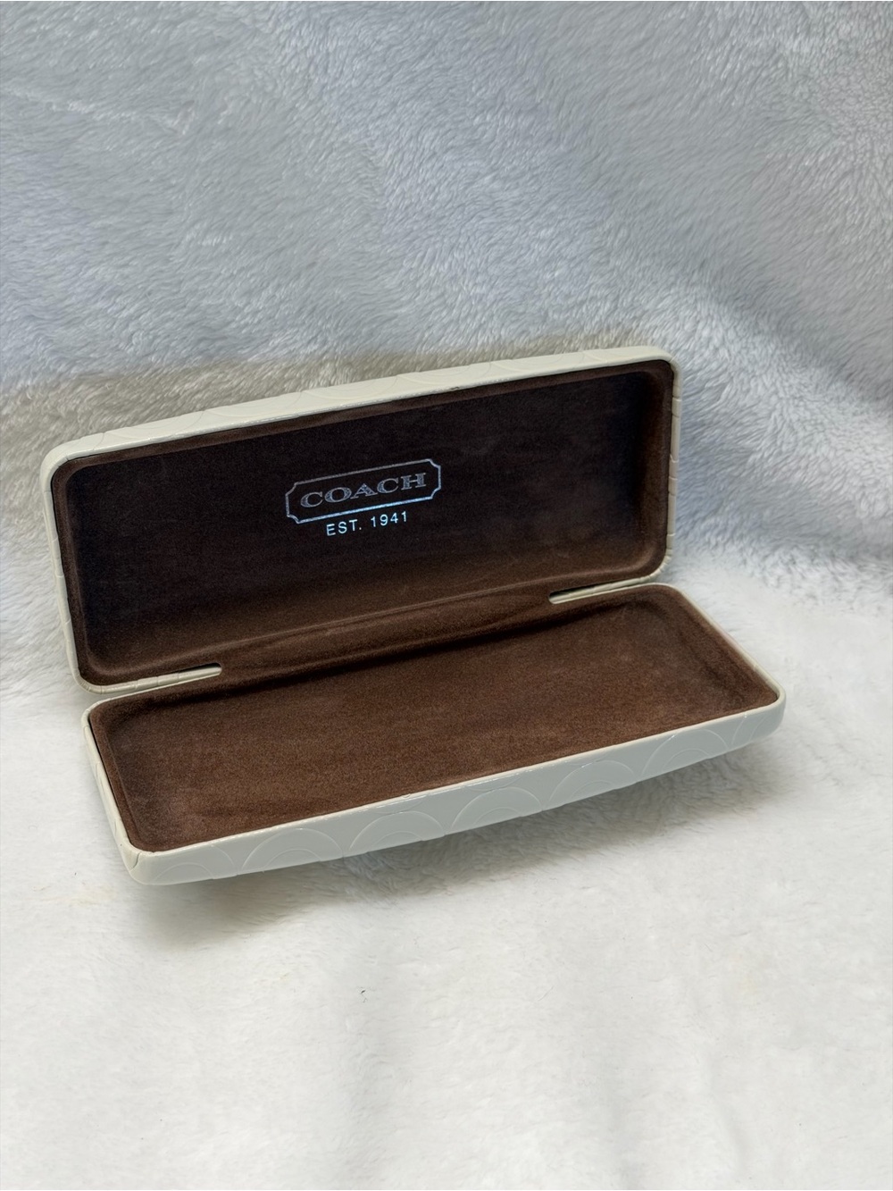 Coach sunglasses reading glasses case white soft brown inside